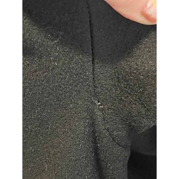 VTG Black Wool A-Line Swing Coat Scalloped Mink Collar Raglan Sleeves Jackie O - Picture 16 of 16